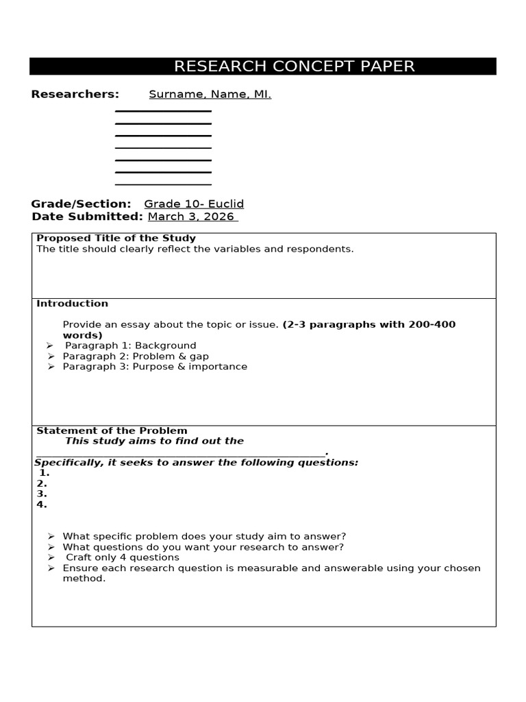Research Concept Paper 2026 | PDF | Methodology | Statistics