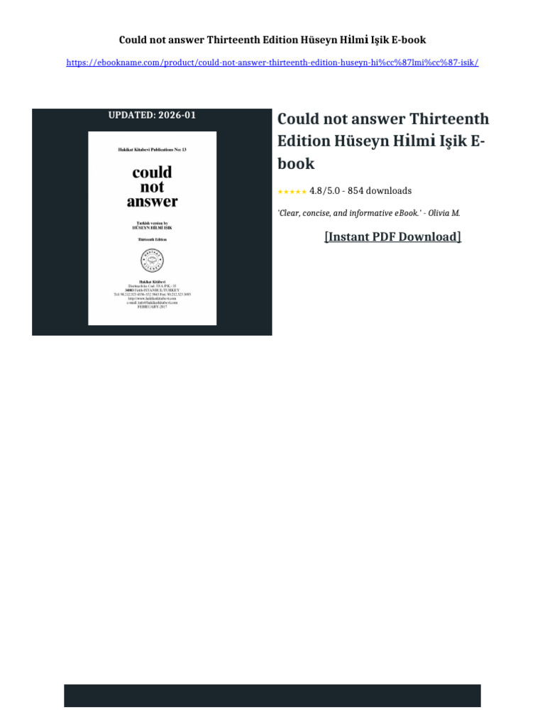 Could not answer Thirteenth Edition Hüseyn Hi̇lmi̇ Işik ebook testbank ...
