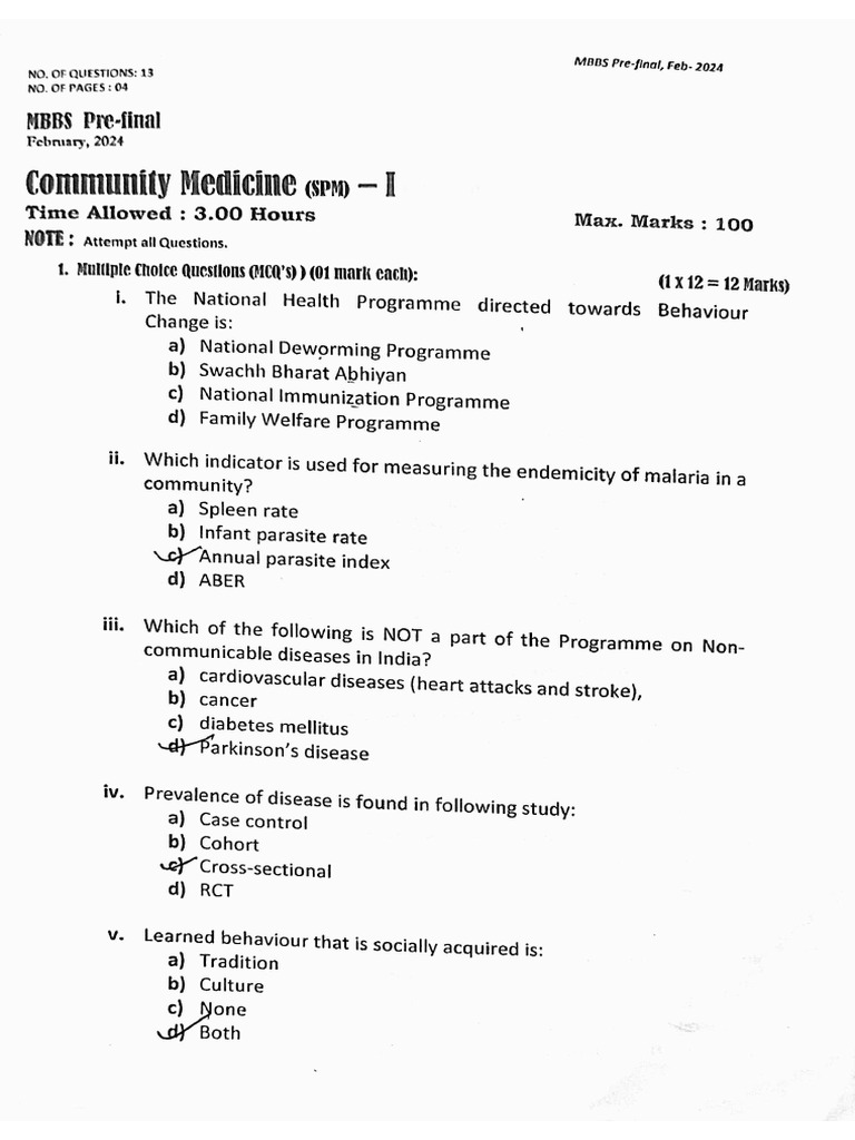 Prefinal Papers Mbbs | PDF