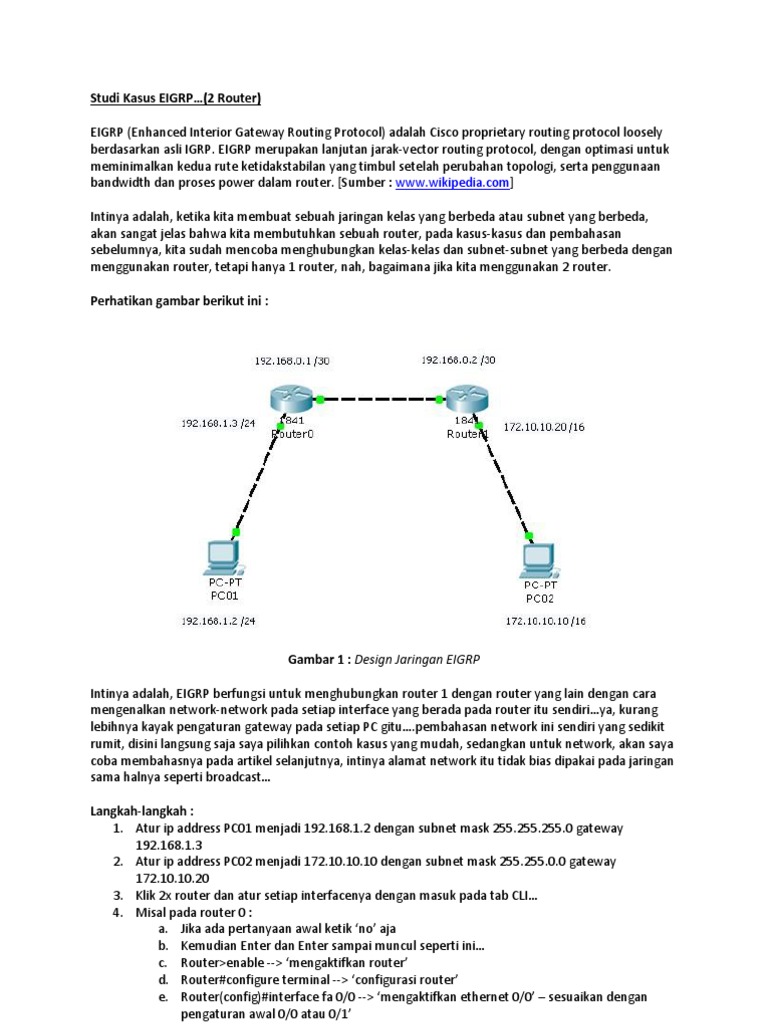 Konfigurasi EIGRP pada Dua Router | PDF | Metode & Bahan Ajar ...