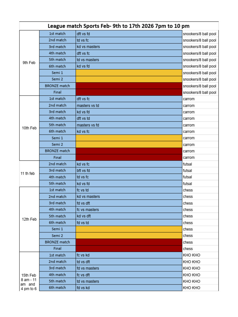 Spectrum Event List-2026 - 2026 Spectrum Schedule | PDF