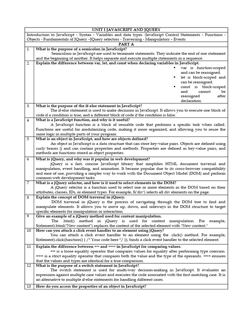 Modern Scripting QuestionBank24-25 | PDF | J Query | Angular Js