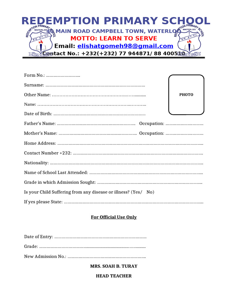 Redemption Bece Form | PDF