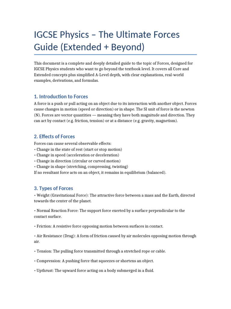 IGCSE - Forces - Master - GuideTHERMAL PHYSICS 0625 NOTES | PDF | Force ...
