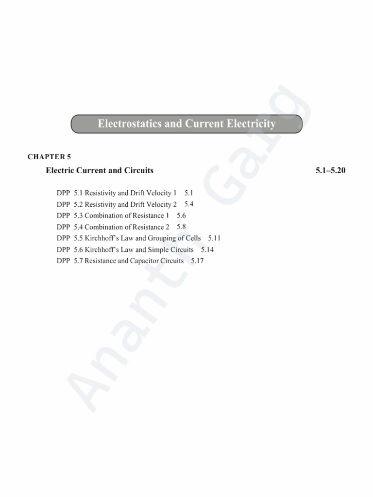 Electric Current and Circuits DPP | PDF | Electric Current | Electrical ...