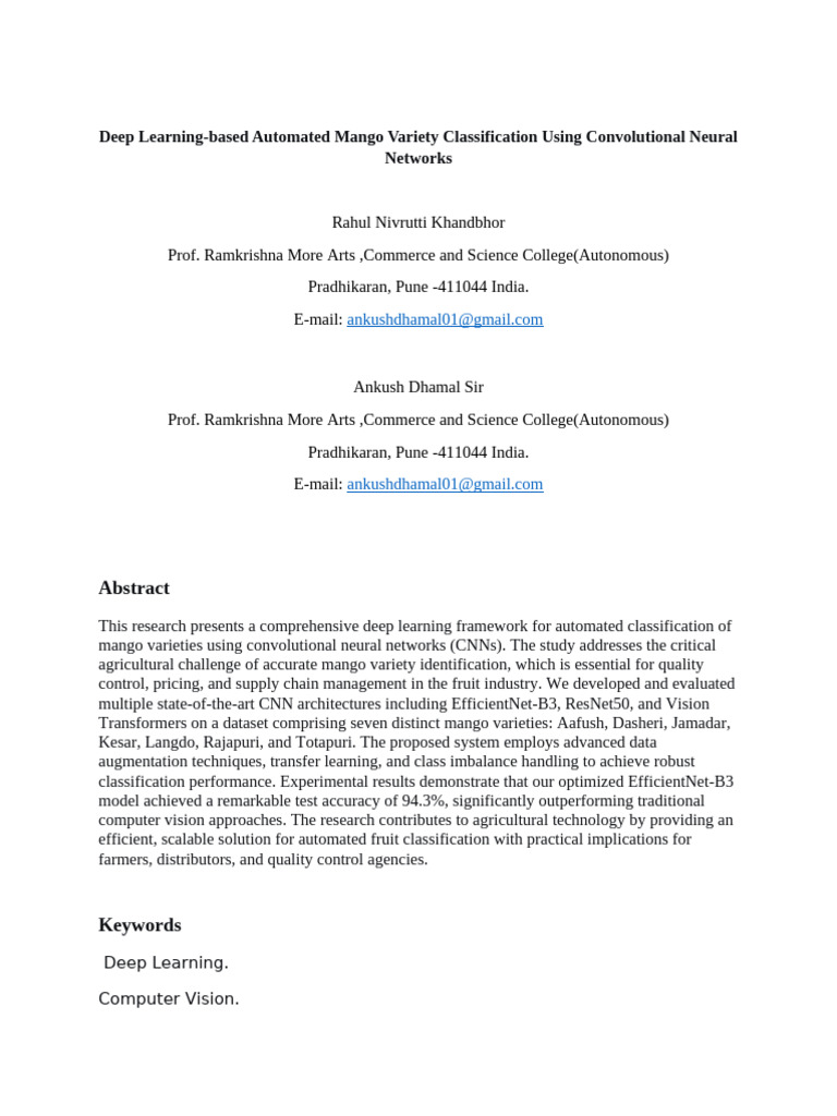 Reasech Paper (Mango Variety Classification Doccumentation) | PDF ...