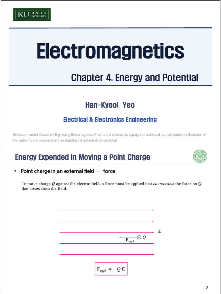 2025-2 Electromagnetics1 4 Chapter4. Energy and Potential | PDF ...