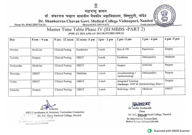 Master Time Table III Mbbs - Part 2 | PDF