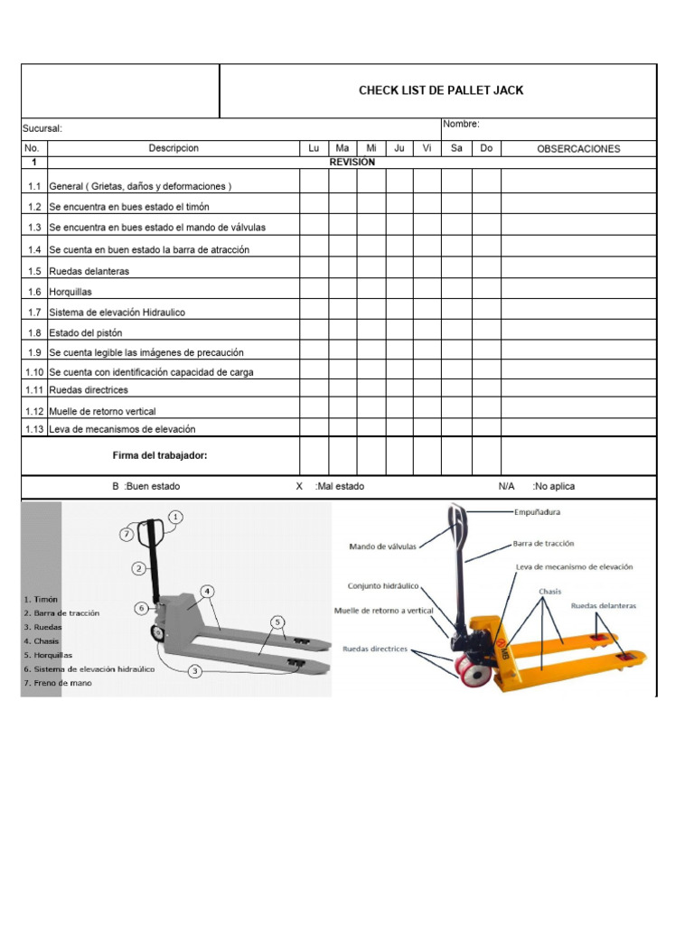 Check List Pallet Jack | PDF