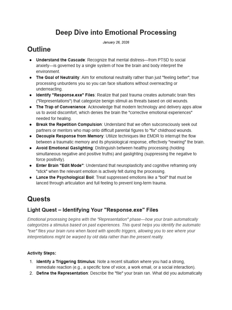2026 01 Deep Dive Into Emotional Processing | PDF | Psychological ...