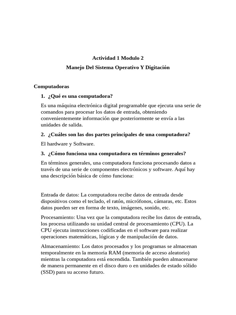 Actividad 1 Modulo 2[1] | PDF | Hardware de la computadora | Ciencias ...