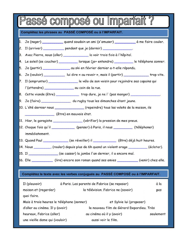 Passe Compose Et Imparfait | PDF