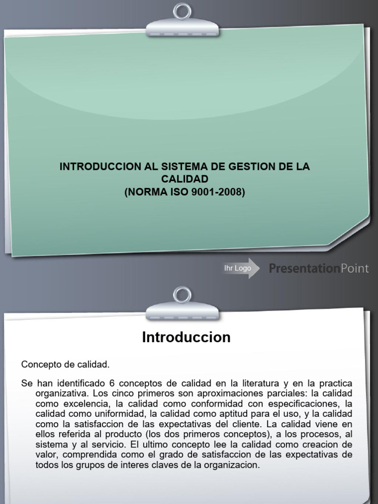 Introduccion Al Sistema de Gestion de La Calidad | PDF | Calidad ...
