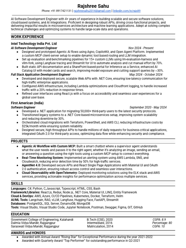 Rajshree Resume | PDF | Cloud Computing | Software Development
