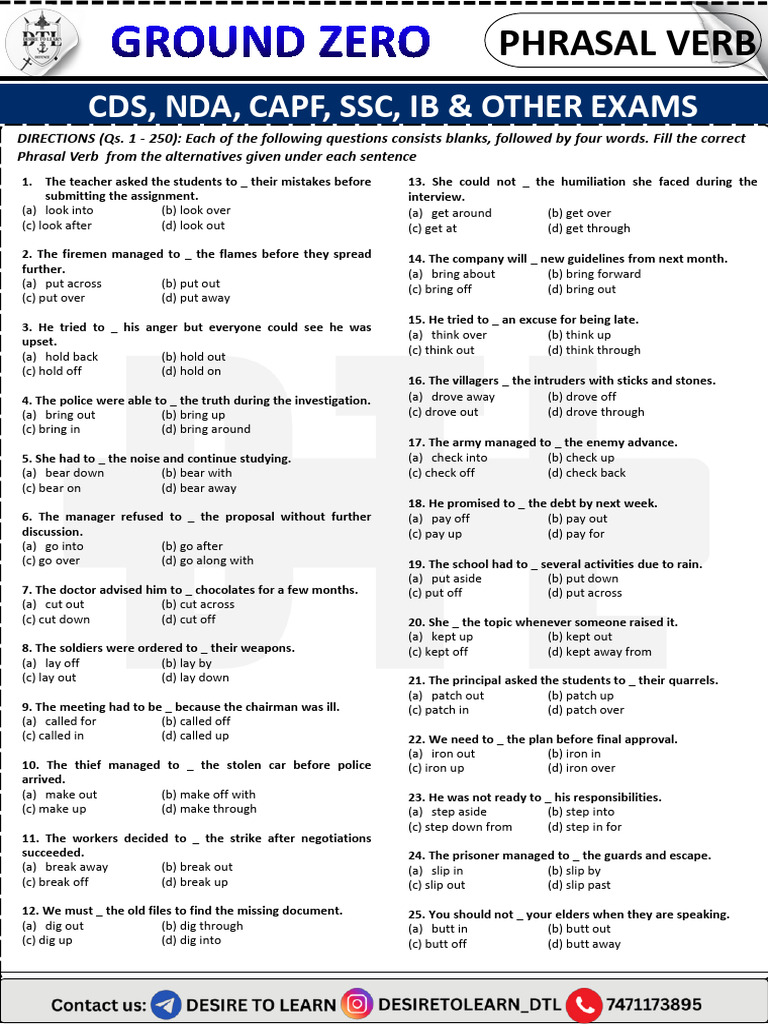 Phrasal Verbs-Ground Zero by DTL | PDF