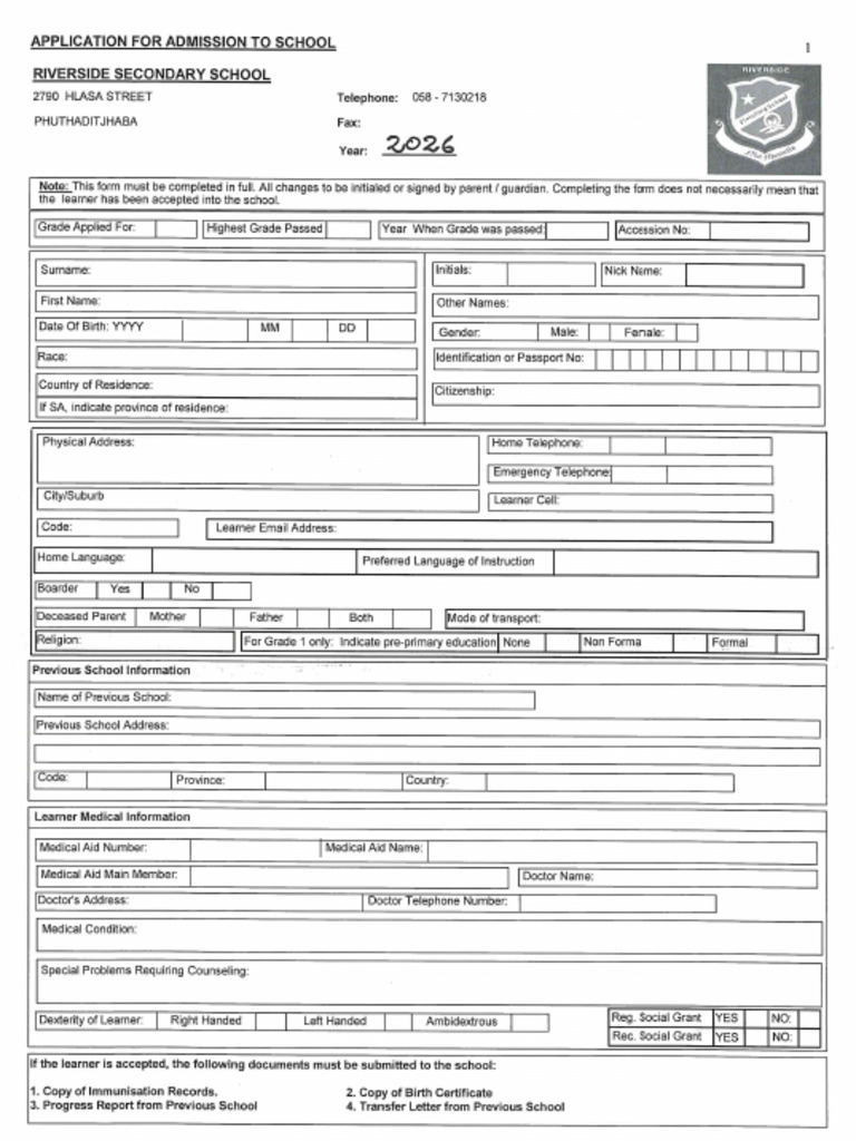 Riverside Finishing School Forms-2 | PDF
