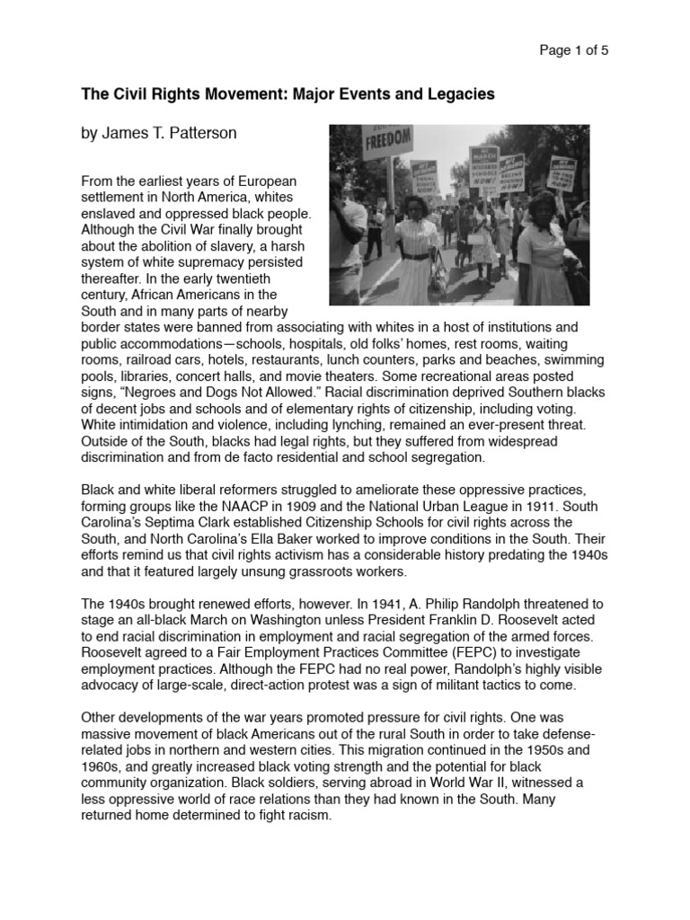 The Civil Rights Movement - Background Reading | PDF | Racial ...