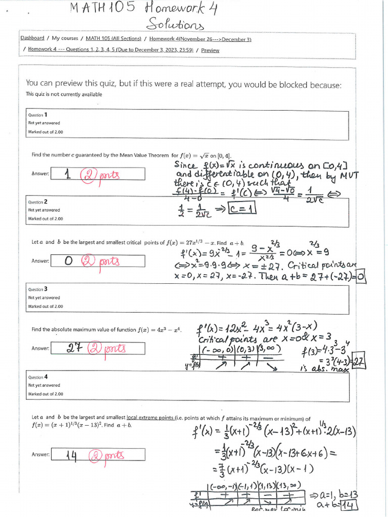 Math 105 2023 Fall HW4 Solns | PDF