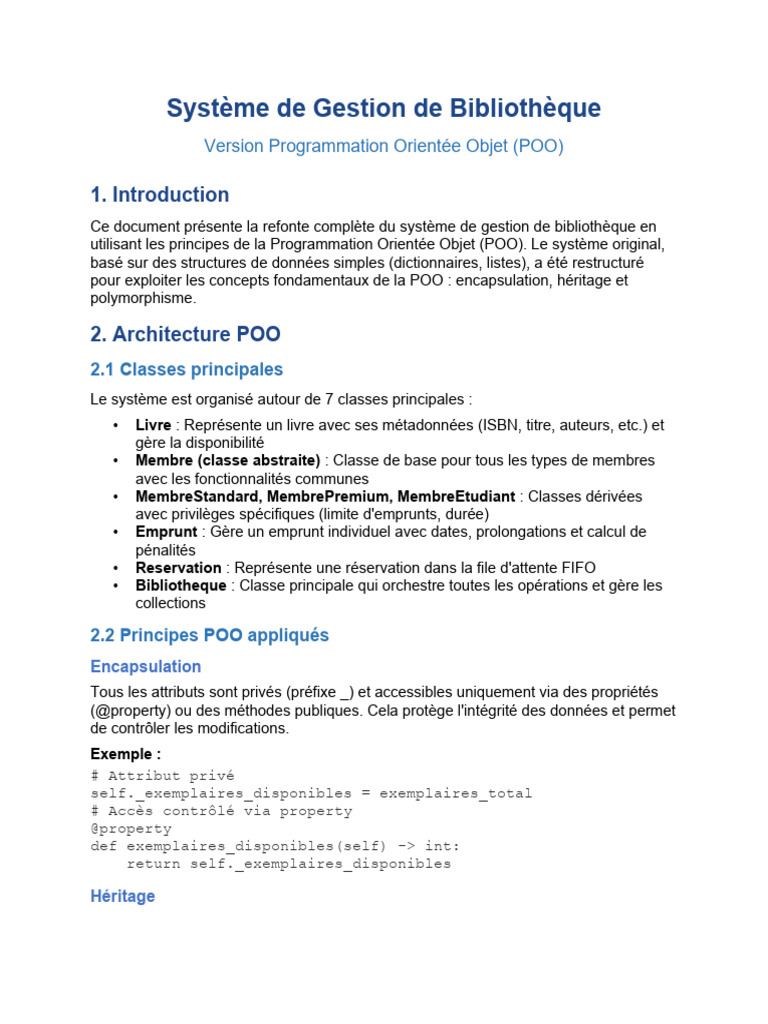 Projet POO Documentation | PDF | Programmation orientée objet ...