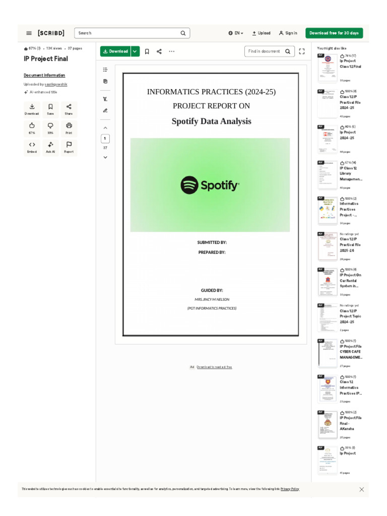 WWW Scribd Com Document 798817443 IP Project Final | PDF | Library ...