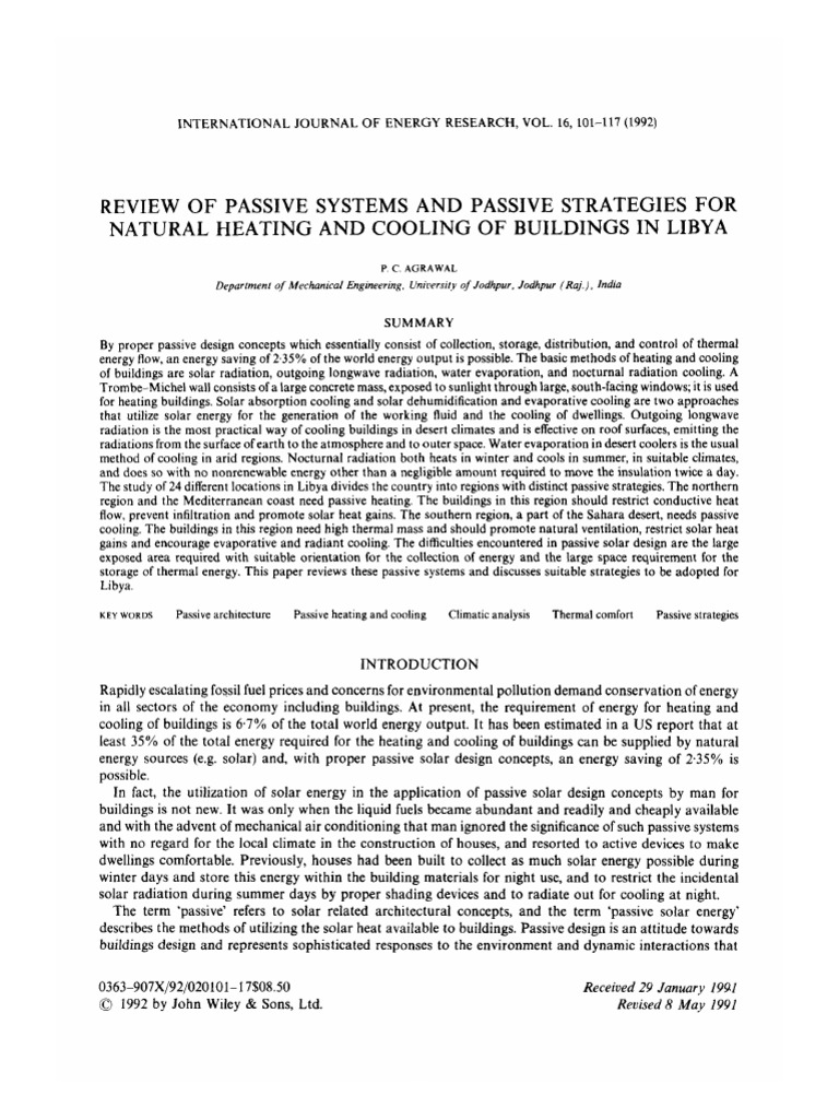 Review of Passive Systems and Passive Strategies for Natural Heating ...