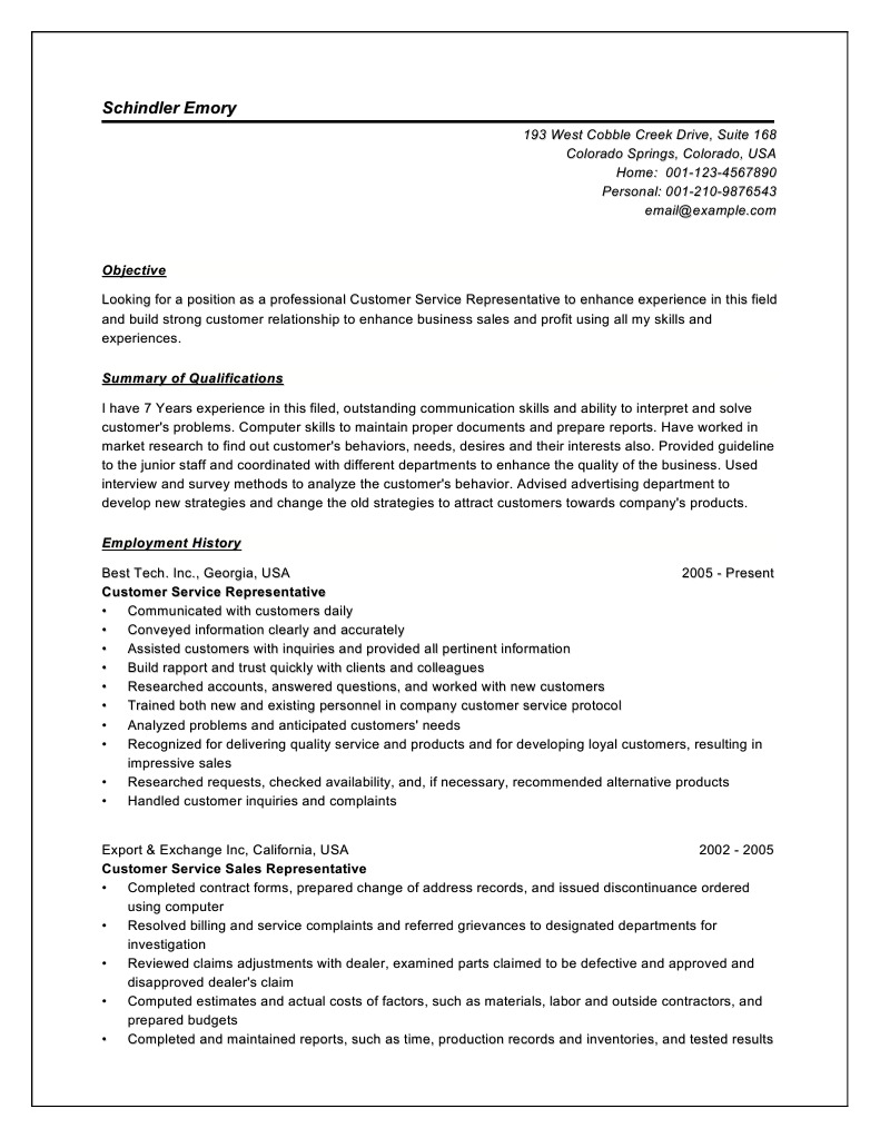 Customer Service Representative Resume | PDF | Sales | Strategic Management, image size:791x1023