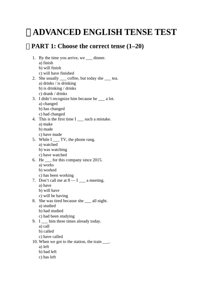 ? Advanced English Tense Test | PDF | Chess | Chess Theory