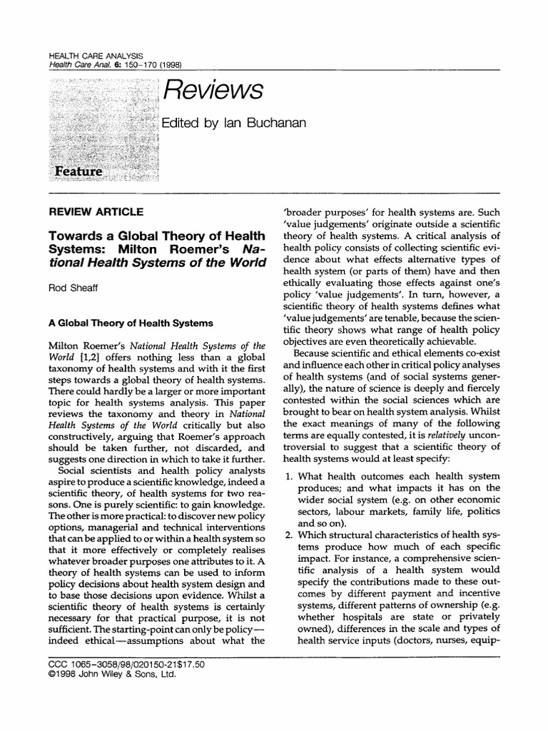 Towards A Global Theory of Health System | PDF | Theory | Policy