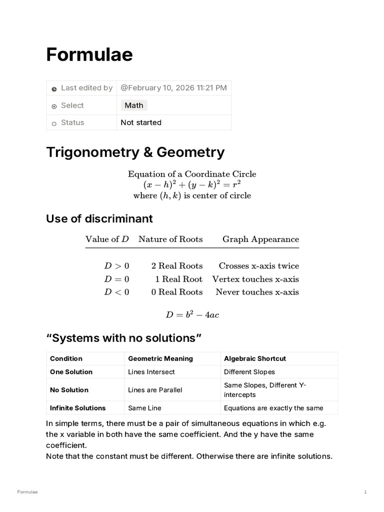 SAT Formulae | PDF | Cartesian Coordinate System | Circle