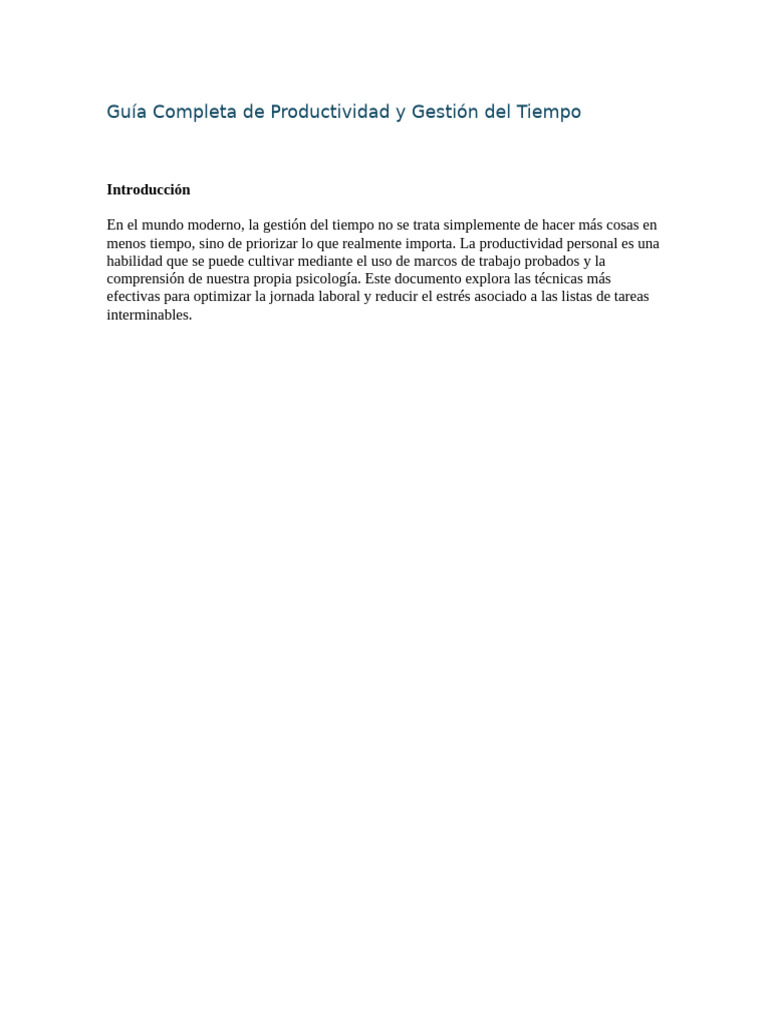 Productividad y Gestión Del Tiempo | PDF | Gestión del tiempo ...