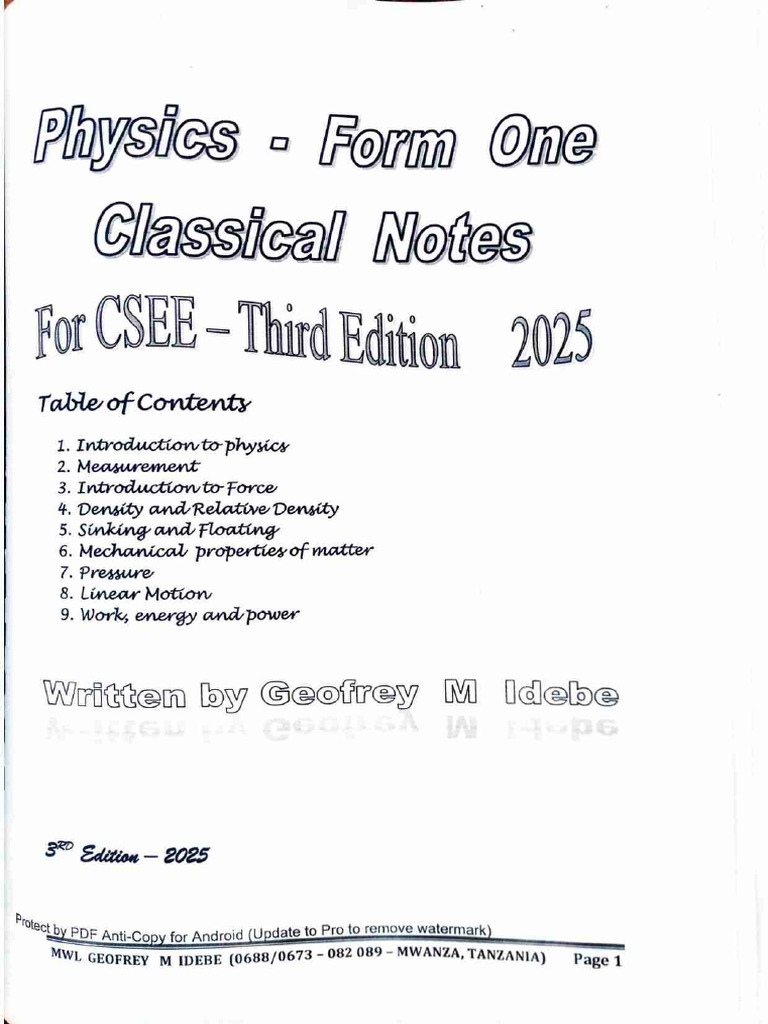 Idebe Physics f1, New 2025 | PDF