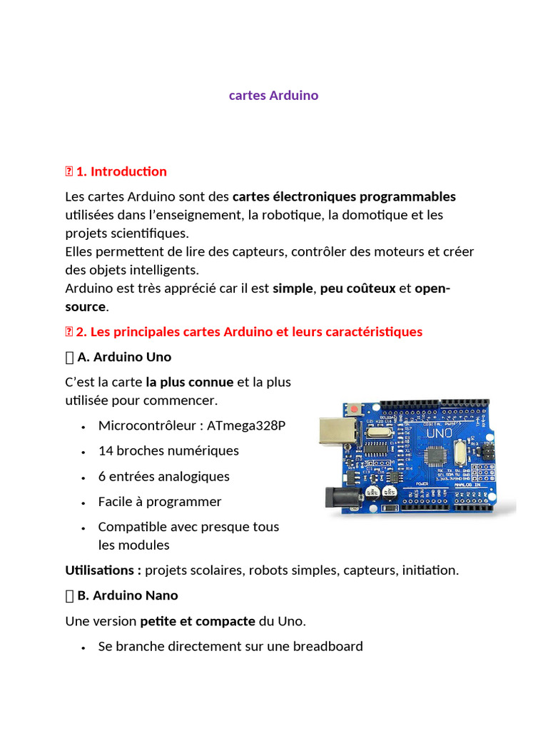 Cartes Arduino | PDF | Arduino | USB