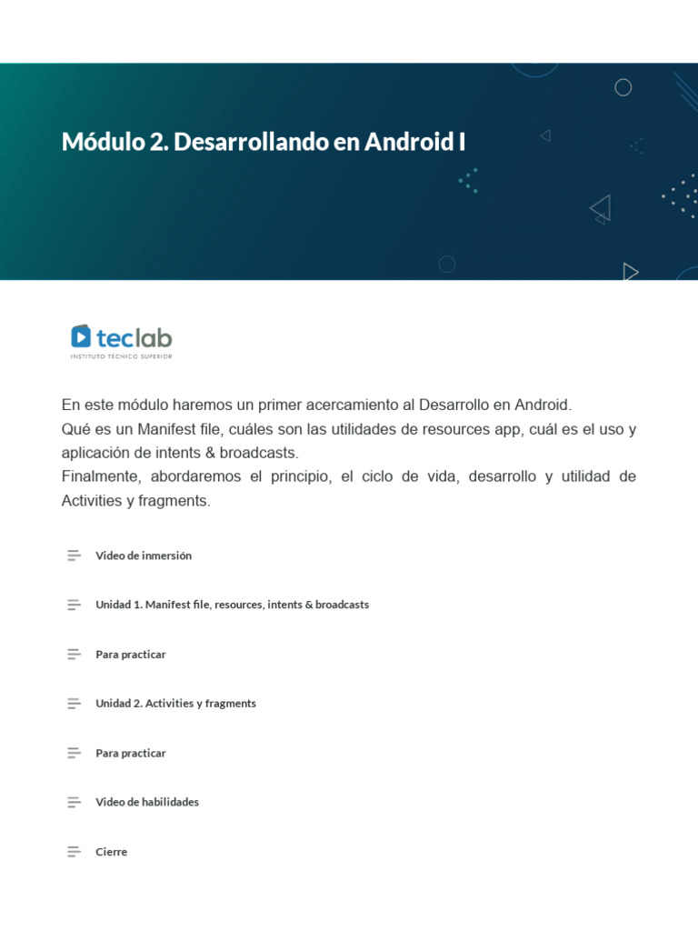 Módulo 2. Desarrollando en Android I | PDF | Software de la aplicacion ...