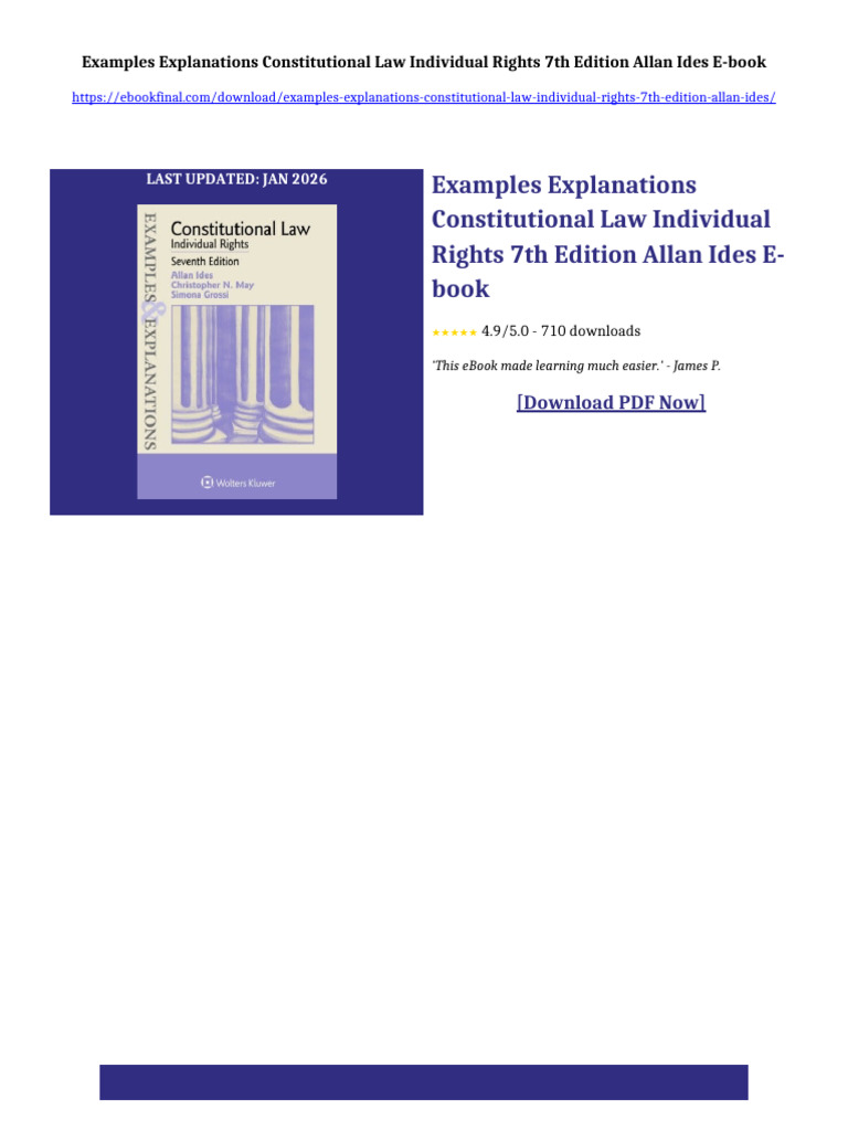 Examples Explanations Constitutional Law Individual Rights 7th Edition ...