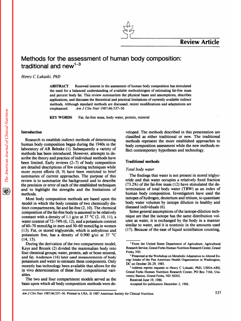 Methods For The Assessment of Human Body Composition | PDF | Creatinine