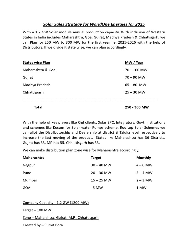 Sales Strategy | PDF | Solar Power | Renewable Energy
