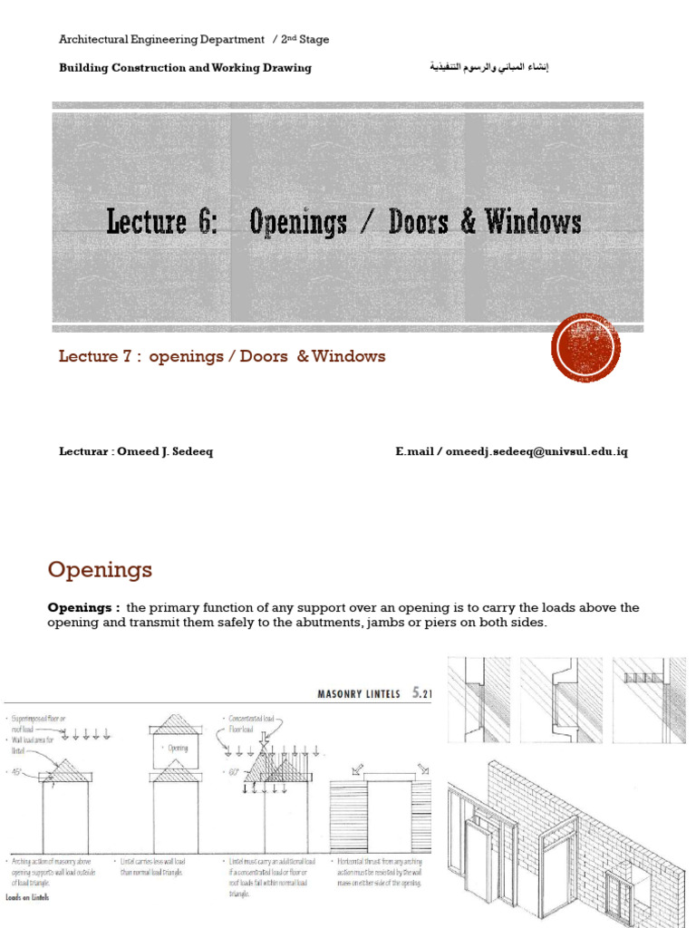 BC 2nd Lec06 | PDF | Door | Building Engineering