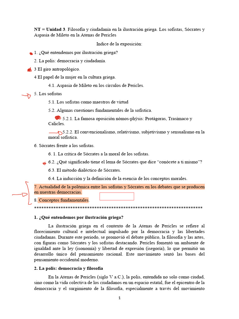 Unidad 3. La Ilustración Griega en La Atenas de Pericles. Los Sofistas ...