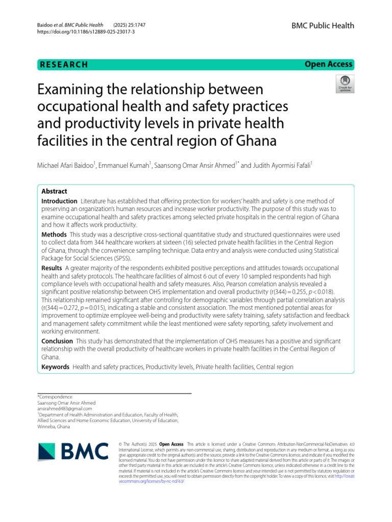 s12889-025-23017-3 | PDF | Occupational Safety And Health | Statistics