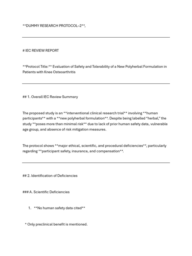 Dummy Research Protocol | PDF | Medicine | Health Care