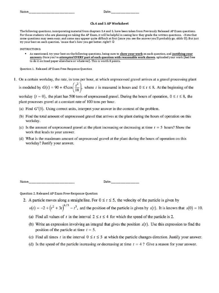 Ch5 AP Worksheet | PDF