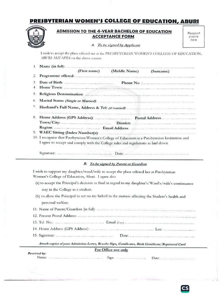 Adm Acceptance Form | PDF