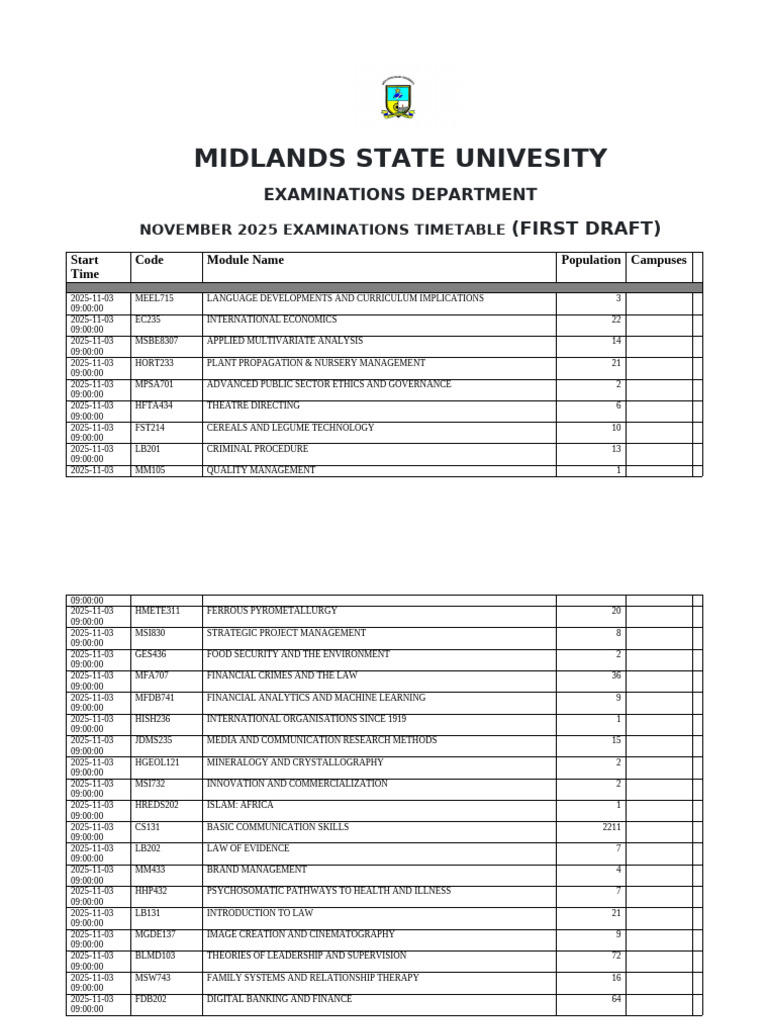 Nov 2025 2nd Semester Examination Timetable | PDF | Engineering | Economics