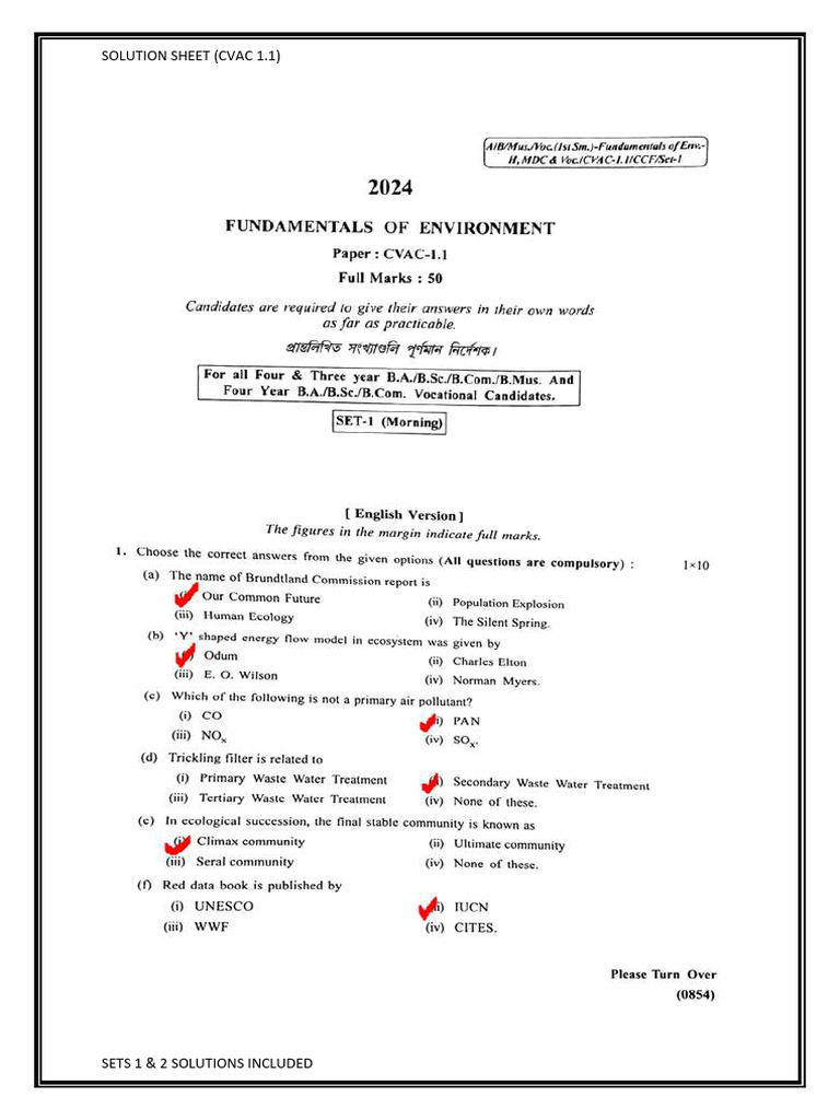Sets ! & 2 2023 2024 Solution Sheet1 | PDF | Soil | Sustainable Energy