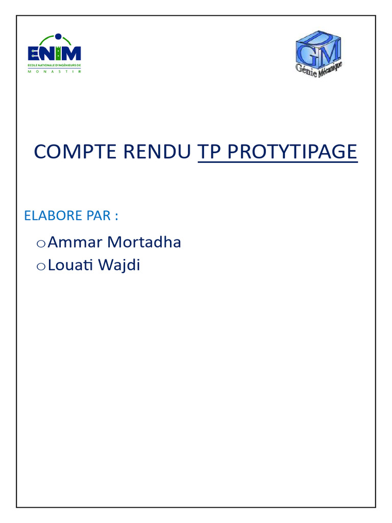 Compte Rendu TP Protytipage | PDF