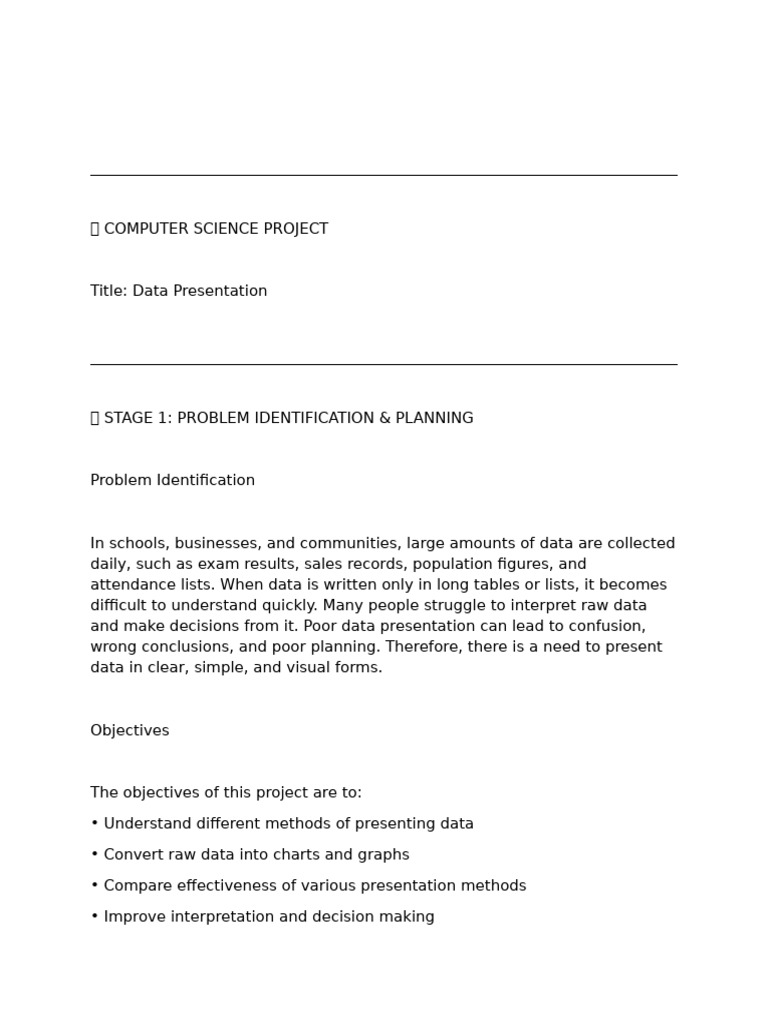 Computer Science Project 2 | PDF | Chart | Data