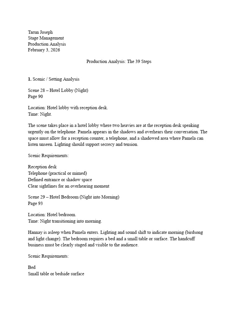 Stage Management Production Analysis | PDF | Lighting