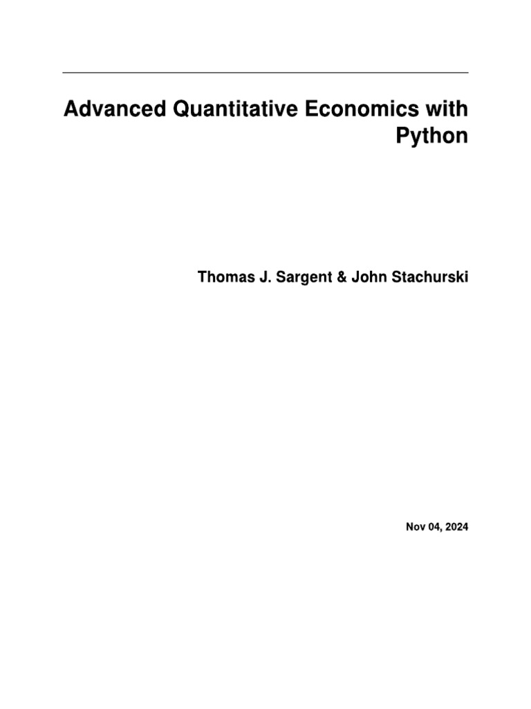 Advanced Quantitative Economics With Python | PDF