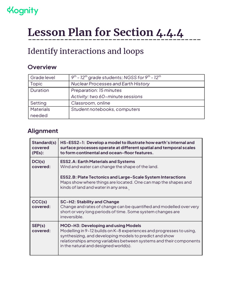 Interactions and Feedback Loops - Lesson Plan | PDF | Earth | Plate ...