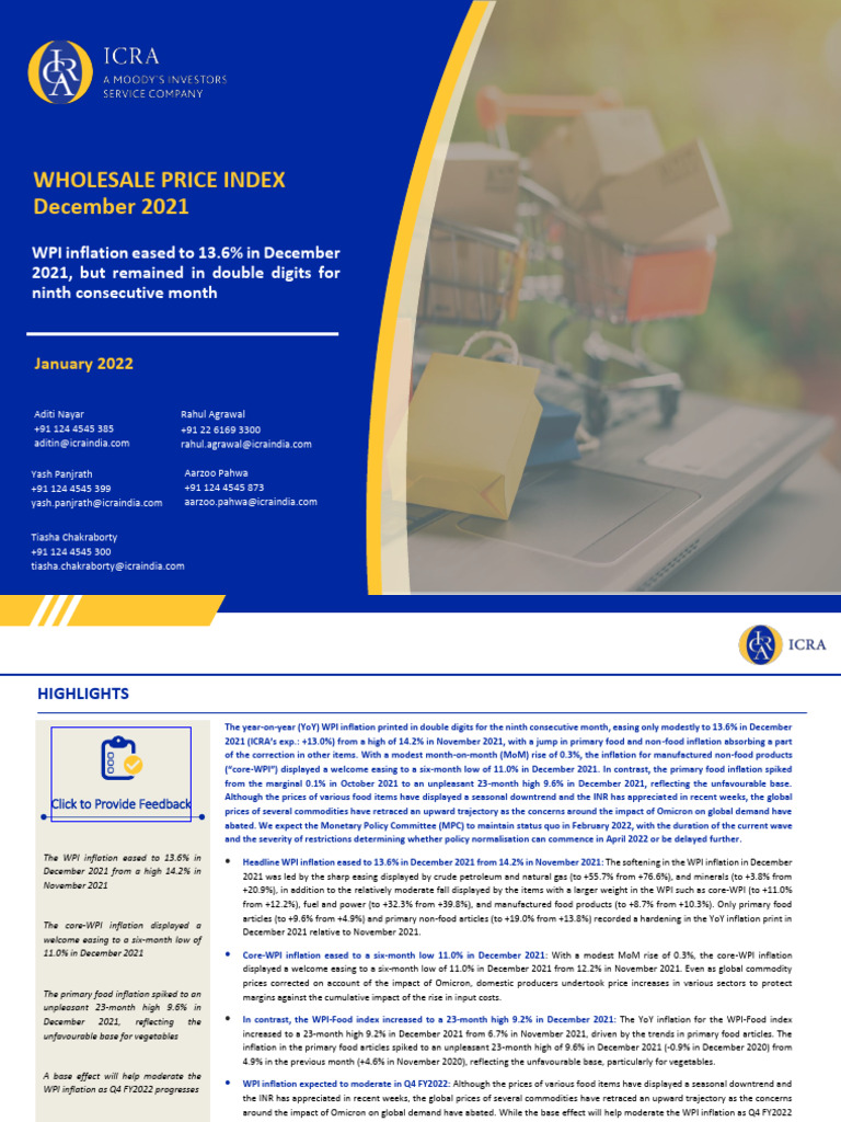 Wpi icra | PDF | Inflation